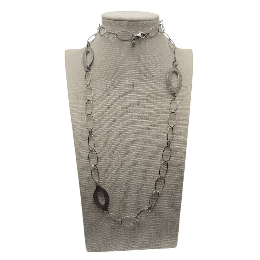 Silpada Hammered Oxidized 925 Sterling Silver Oval Link Chain Necklace